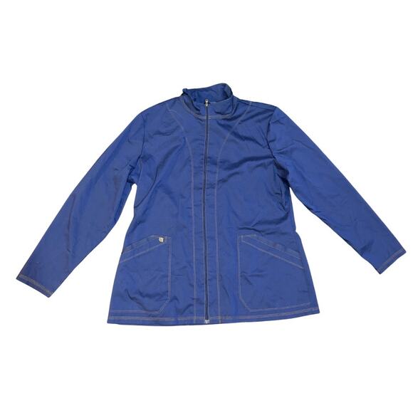 Dickies Women Jacket Blue Full Zip Pockets Mock Neck XLarge Lightweight Workwear - Picture 1 of 4